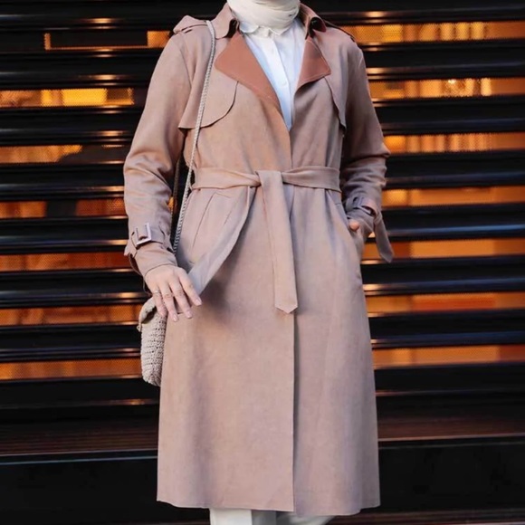 Mocha Collared Belted Trench Coat - Picture 1 of 6